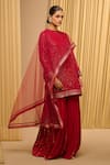 Shop_Tarun Tahiliani_Wine Drape Tulle Embroidered Mukaish Round Work Sharara Set _Online_at_Aza_Fashions