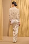 Shop_Tarun Tahiliani_Ivory Tulle Hand Embroidered Pearl Stand Collar Cropped Cape _at_Aza_Fashions