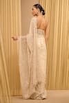 Shop_Tarun Tahiliani_Ivory Tulle Hand Embroidered Pearl Sweetheart Saree With Bustier _at_Aza_Fashions