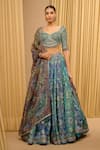 Buy_Tarun Tahiliani_Blue Lehenga And Blouse Kasab Satin Printed Crystal Work Embellished Set _at_Aza_Fashions