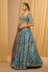 Buy_Tarun Tahiliani_Blue Lehenga And Blouse Kasab Satin Printed Crystal Work Embellished Set _Online_at_Aza_Fashions