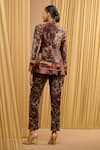 Shop_Tarun Tahiliani_Brown Jacket And Trouser Silk-velvet Printed T-shirt Round & Co-ord Set _at_Aza_Fashions