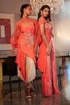 Buy_Babita Malkani_Coral Habutai Silk Embroidery Cutdana Criss Placement Top And Flared Pant Set _Online_at_Aza_Fashions