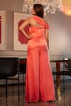 Shop_Babita Malkani_Coral Silk Embroidery Cutdana Asymmetric Bodice Jumpsuit _at_Aza_Fashions