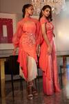 Babita Malkani_Coral Silk Embroidery Cutdana Asymmetric Bodice Jumpsuit _Online_at_Aza_Fashions