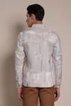 Shop_Lacquer Embassy_White Pure Linen Printed Abstract Hargreaves Textured Shacket _at_Aza_Fashions