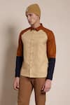 Buy_Lacquer Embassy_Multi Color Cotton Textured Embroidery Thread Merton Colorblock Shirt _at_Aza_Fashions