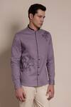 Buy_Lacquer Embassy_Purple Cotton Embroidery Thread Orchid Placement Shirt _Online_at_Aza_Fashions