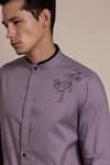 Shop_Lacquer Embassy_Purple Cotton Embroidery Thread Orchid Placement Shirt _Online_at_Aza_Fashions