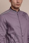 Lacquer Embassy_Purple Cotton Embroidery Thread Orchid Placement Shirt _at_Aza_Fashions