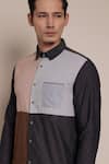 Shop_Lacquer Embassy_Multi Color Melange Plain Sterling Colorblock Shirt _Online_at_Aza_Fashions