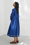 Buy_Payal Pratap_Blue Handloom Linen Plain Round Collar Verona Buttoned Down Dress _Online_at_Aza_Fashions