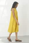 Buy_Payal Pratap_Yellow Handloom Linen Plain Notched Collar Perugia Pintuck Dress _Online_at_Aza_Fashions