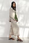 Payal Pratap_Beige Handloom Linen Plain Collared Neck Cori Shacket _at_Aza_Fashions