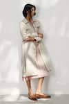 Payal Pratap_Beige Handloom Linen Plain Collared Neck Lecco Trench Jacket _Online_at_Aza_Fashions