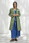 Payal Pratap_Green Handloom Linen Plain Lapel Collar Grosseto Jacket _Online_at_Aza_Fashions