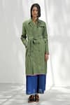 Buy_Payal Pratap_Green Handloom Linen Plain Lapel Collar Grosseto Jacket _Online_at_Aza_Fashions