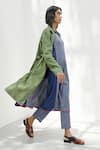 Shop_Payal Pratap_Green Handloom Linen Plain Lapel Collar Grosseto Jacket _Online_at_Aza_Fashions