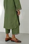 Buy_Payal Pratap_Green Handloom Linen Plain Collared Neck Gubbio Tunic _Online_at_Aza_Fashions