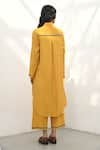 Shop_Payal Pratap_Yellow Handloom Linen Plain Collared Neck Gubbio Tunic _at_Aza_Fashions