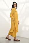 Buy_Payal Pratap_Yellow Handloom Linen Plain Collared Neck Gubbio Tunic _Online_at_Aza_Fashions