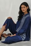 Buy_Payal Pratap_Blue Handloom Cotton Stripe Collared Neck Damania Button Down Shirt _Online_at_Aza_Fashions