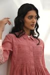 Buy_Payal Pratap_Pink Chambray Cotton Stripe Collared Neck Olympos Smocked Top _Online_at_Aza_Fashions