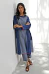 Buy_Payal Pratap_Blue Handloom Cotton Stripe Epirus Pant _at_Aza_Fashions