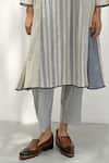 Buy_Payal Pratap_Blue Chambray Cotton Stripe Epirus Handloom Pant _Online_at_Aza_Fashions