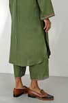 Buy_Payal Pratap_Green Handloom Linen Solid Olbia Plain Pant _Online_at_Aza_Fashions