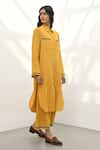 Payal Pratap_Yellow Handloom Linen Solid Olbia Pant _Online_at_Aza_Fashions