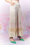 Moh India_Ivory Pure Chanderi Silk Printed Landscape After Glow Rosette Trousers _Online_at_Aza_Fashions