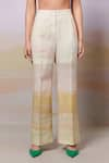 Shop_Moh India_Ivory Linen Print Countryside After Glow Ombre Trouser _at_Aza_Fashions