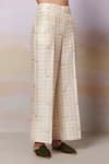 Buy_Moh India_Ivory Trouser Chanderi Silk Print Checks After Glow _Online_at_Aza_Fashions