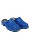 Buy_Jeetinder Sandhu_Blue Thread Doha Leather Mules _at_Aza_Fashions