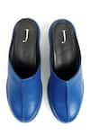 Shop_Jeetinder Sandhu_Blue Thread Doha Leather Mules _at_Aza_Fashions