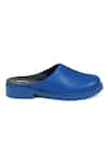 Buy_Jeetinder Sandhu_Blue Thread Doha Leather Mules _Online_at_Aza_Fashions