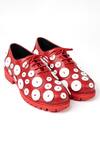 Buy_Jeetinder Sandhu_Red Leather Button Embroidered Shoes _at_Aza_Fashions