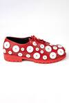 Jeetinder Sandhu_Red Leather Button Embroidered Shoes _Online_at_Aza_Fashions