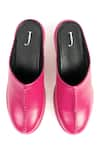 Shop_Jeetinder Sandhu_Pink Thread Doha Leather Solid Mules _at_Aza_Fashions