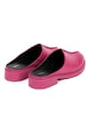 Jeetinder Sandhu_Pink Thread Doha Leather Solid Mules _Online_at_Aza_Fashions