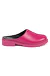 Buy_Jeetinder Sandhu_Pink Thread Doha Leather Solid Mules _Online_at_Aza_Fashions