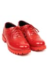 Buy_Jeetinder Sandhu_Red Pasha Leather Brogue Shoes _at_Aza_Fashions