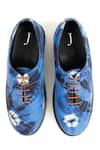 Shop_Jeetinder Sandhu_Blue Stitchline Thread Tie-dye Print Lace Tie-up Shoes _at_Aza_Fashions