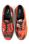 Shop_Jeetinder Sandhu_Red Stitchline Thread Tie-dye Print Shoes _at_Aza_Fashions