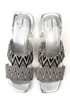 Shop_Jeetinder Sandhu_Silver Capri Geometric Woven Heels _at_Aza_Fashions