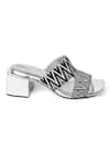 Jeetinder Sandhu_Silver Capri Geometric Woven Heels _Online_at_Aza_Fashions