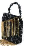 House of Kosha_Black Crystal Natali Suede Embellished Bag _Online_at_Aza_Fashions