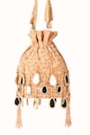 Buy_House Of Kosha_Gold Sequins, Mirrors, Tassels Sheesh Mahal Embellished Potli Bag _at_Aza_Fashions