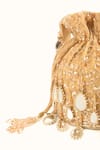 Shop_House Of Kosha_Gold Sequins, Mirrors, Tassels Sheesh Mahal Embellished Potli Bag _at_Aza_Fashions